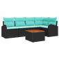 Preview: Gartensofa-set 6 stk. Schwarz und T?rkis Poly-Rattan