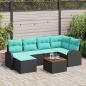Preview: ARDEBO.de - Gartensofa-set 7 Stk. Schwarz und Türkis Poly-Rattan