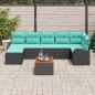 Preview: Gartensofa-set 8 Stk. Schwarz und Türkis Poly-Rattan