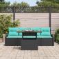 Preview: Garten-Sofa-Set 5 Stk. Schwarz Poly Rattan