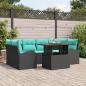 Preview: ARDEBO.de - Garten-Sofa-Set 7 Stk. Schwarz Poly Rattan