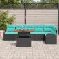 Preview: Garten-Sofa-Set 7 Stk. Schwarz Poly Rattan
