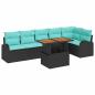 Preview: Garten-Sofa-Set 7 Stk. Schwarz Poly Rattan