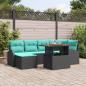 Preview: ARDEBO.de - Garten-Sofa-Set 7 Stk. Schwarz Poly Rattan
