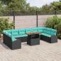 Preview: Garten-Sofa-Set 11 stk. Schwarz Poly Rattan
