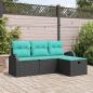 Preview: ARDEBO.de - Gartensofa-set 4 Stk. Schwarz Poly-Rattan