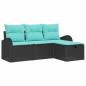 Preview: Gartensofa-set 4 Stk. Schwarz Poly-Rattan