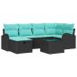 Preview: Garten-Sofa-Set mit Kissen 7 pcs Schwarz Poly Rattan