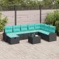 Preview: ARDEBO.de - Gartensofa-set 9 Stk. Schwarz Poly-Rattan