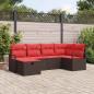 Preview: ARDEBO.de - Gartensofa-set mit Kissen mit Speicher 6 pcs Braun Poly-Rattan