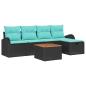 Preview: Garten-Sofa-Set mit Kissen 6 pcs Schwarz Poly Rattan