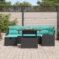 Preview: Garten-Sofa-Set 7 Stk. Schwarz Poly-Rattan