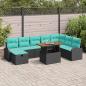 Preview: ARDEBO.de - Garten-Sofa-Set 9 Stk. Schwarz Poly-Rattan