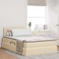 Preview: ARDEBO.de - Aufbewahrungsbett mit Matratze Creme 120 x 190 cm Samt
