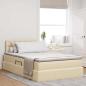 Preview: ARDEBO.de - Aufbewahrungsbett mit Matratze Creme 120 x 190 cm Samt