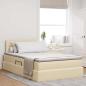 Preview: ARDEBO.de - LED-Speicherbett mit Matratze Creme 120 x 190 cm Stoff