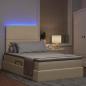 Preview: LED-Speicherbett mit Matratze Creme 120 x 190 cm Stoff