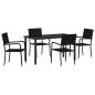 Preview: Garten Essgruppe 5 Stk. Schwarz Poly-Rattan