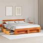 Preview: Bettrahmen Wachsbraun 180 x 200 cm Massives Kiefernholz