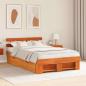Preview: ARDEBO.de - Bettrahmen Wachsbraun 140 x 190 cm Massives Kiefernholz