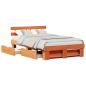 Preview: Bettrahmen Wachsbraun 120 x 190 cm Massives Kiefernholz