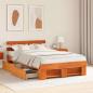 Preview: Bettrahmen Wachsbraun 120 x 190 cm Massives Kiefernholz