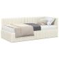 Preview: Eckbettgestell mit Matratze mit Kopfteil 2 stk. Creme Samt