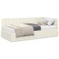 Preview: Eckbettgestell mit Matratze mit Kopfteil 2 stk. Creme Samt