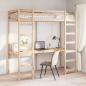Preview: ARDEBO.de - Hochbettrahmen Natur 75 x 190 cm Massives Kiefernholz