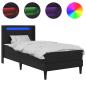 Preview: Bettrahmen mit LED-Lichtleisten Schwarz 90 x 190 cm Kunstleder