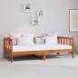 Preview: Tag-Bett mit Kopfteil Wachsbraun und Weiß 90 x 200 cm