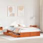 Preview: ARDEBO.de - Bettrahmen mit Schubladen 3 pcs Wachsbraun Massivholz Kiefer
