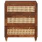 Preview: Sideboard Braun 60 x 33 x 75 cm Massivholz Mango