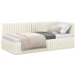 Preview: Eckbettgestell mit Kopfteil Creme 90 cm x 190 cm Samt