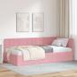 Preview: ARDEBO.de - Eckbettgestell mit Kopfteil Rosa 90 cm x 190 cm Samt