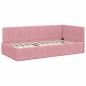Preview: Eckbettgestell mit Kopfteil Rosa 90 cm x 190 cm Samt