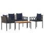 Preview: Gartenmöbel-Set 4 stk. Grau und Marineblau Poly-Rattan