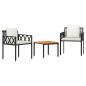 Preview: Gartenmöbel-Set 3 stk. Schwarz und Cremeweiß Poly-Rattan