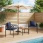 Preview: ARDEBO.de - Gartenmöbel-Set 3 Stk. Grau und Marineblau Poly-Rattan