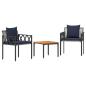 Preview: Gartenmöbel-Set 3 Stk. Grau und Marineblau Poly-Rattan