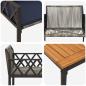 Preview: Gartenmöbel-Set 3 Stk. Grau und Marineblau Poly-Rattan