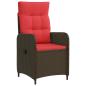 Preview: Verstellbarer Gartenstuhl Braun und Rot Poly-Rattan