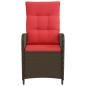 Preview: Verstellbarer Gartenstuhl Braun und Rot Poly-Rattan