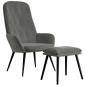 Preview: Relaxsessel mit Hocker Dunkelgrau Samt