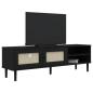 Preview: TV-Schrank SENJA Rattan-Optik Schwarz 158x40x49cm Kiefernholz