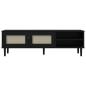 Preview: TV-Schrank SENJA Rattan-Optik Schwarz 158x40x49cm Kiefernholz