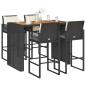 Preview: ARDEBO.de - 5-tlg. Gartenbar-Set mit Kissen Schwarz Poly Rattan Akazie
