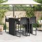 Preview: 5-tlg. Gartenbar-Set mit Kissen Schwarz Poly Rattan Akazie