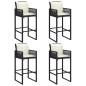 Preview: 5-tlg. Gartenbar-Set mit Kissen Schwarz Poly Rattan Akazie