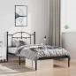 Preview: ARDEBO.de - Bettgestell mit Kopfteil Metall Schwarz 100x190 cm